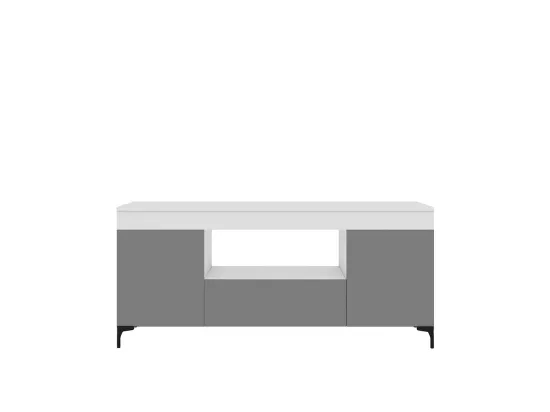 Meuble TV - 137 cm - Blanc mat / Gris mat - GUSTO