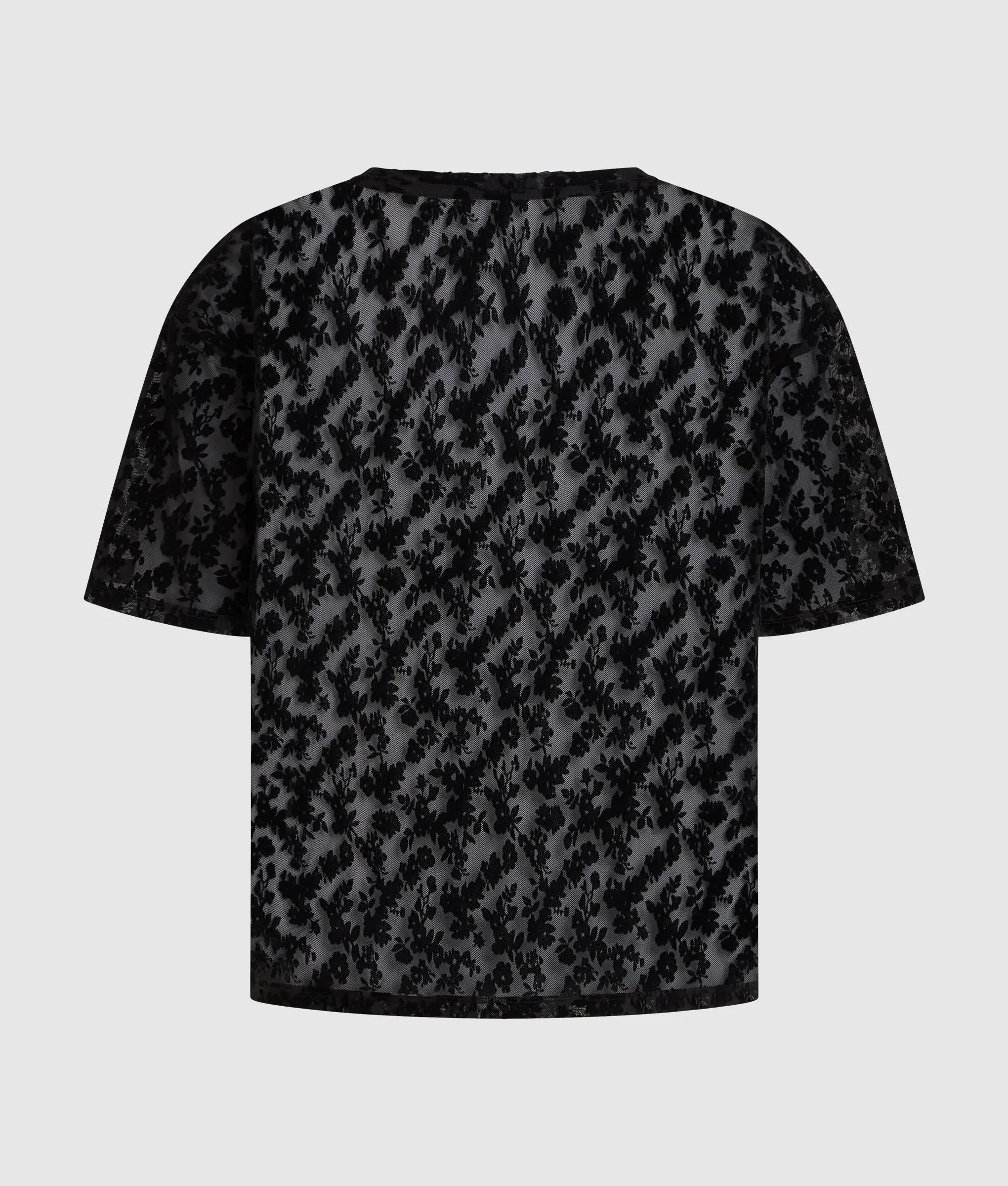 T-shirt van mesh met bloemenprint