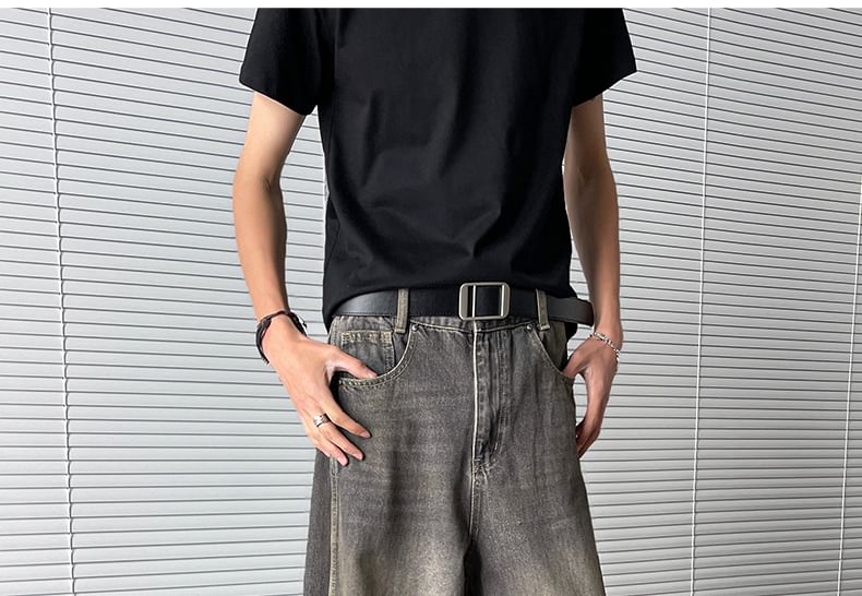AXEN - Mid Rise Washed Wide Leg Jeans