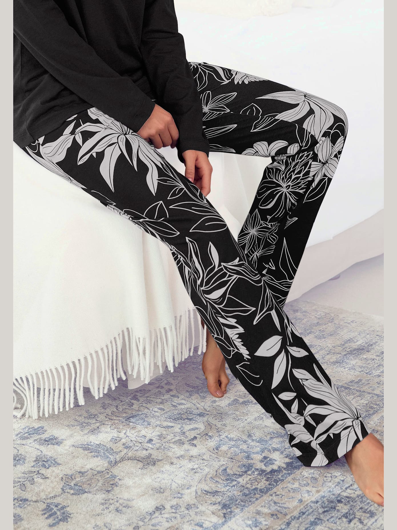 Pantalon de nuit pantalon longueur cheville à imprimé floral