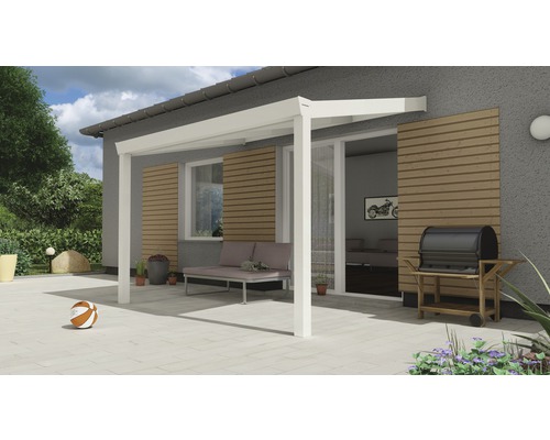 Expert terrasoverkapping met opaal polycarbonaat, 300x250 cm, wit