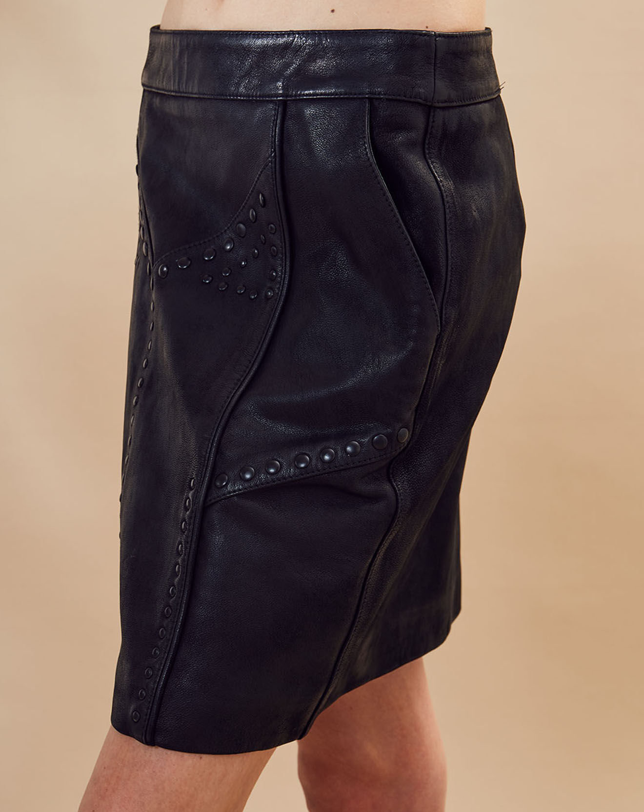 Louizon Jupe en Cuir Hollie noire