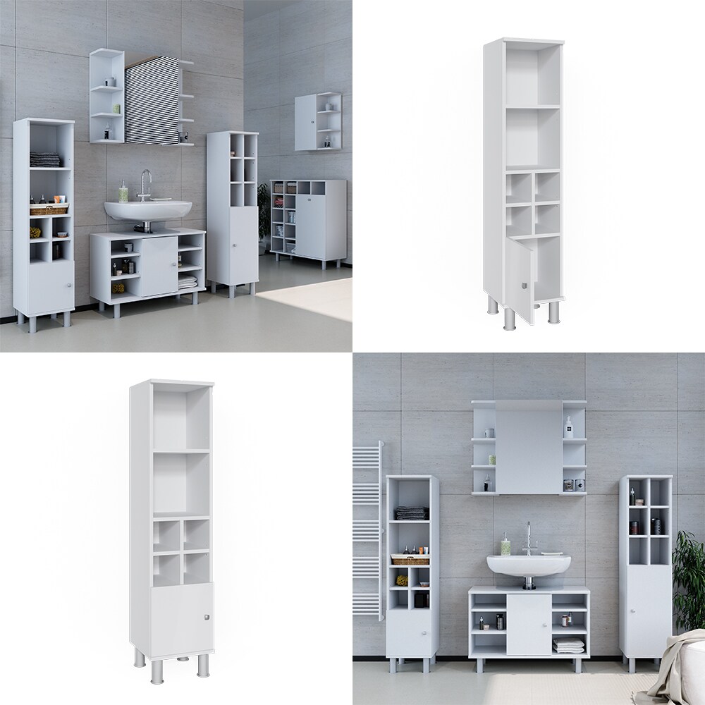 Vicco Badschrank Fynn Midischrank 7 Fächer Hochschrank Badezimmerschrank Bad