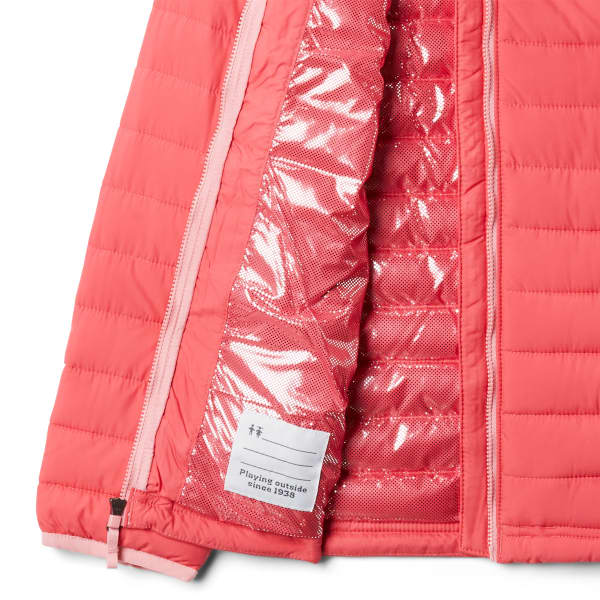 Doudoune randonnée COLUMBIA POWDER LITE GIRLS HOODED JKT BRIGHT GERANIUM