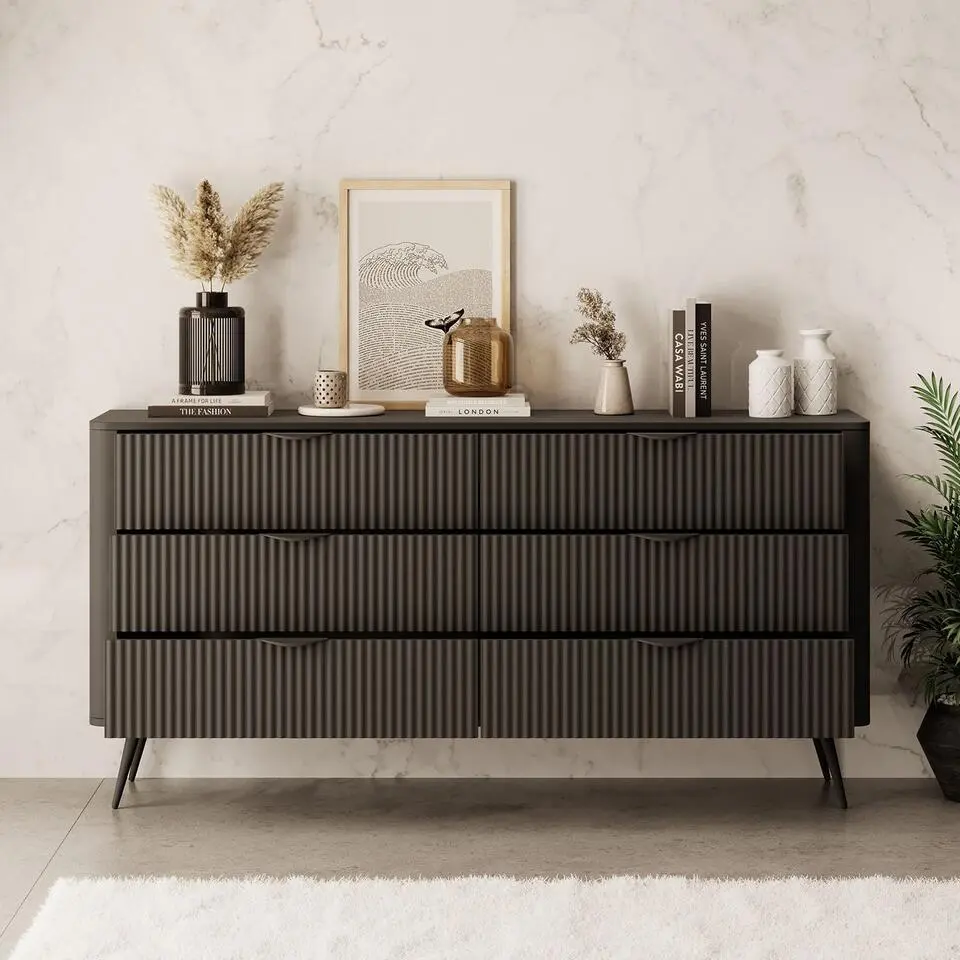Meubella - Ladekast Lima - Zwart - 163 cm