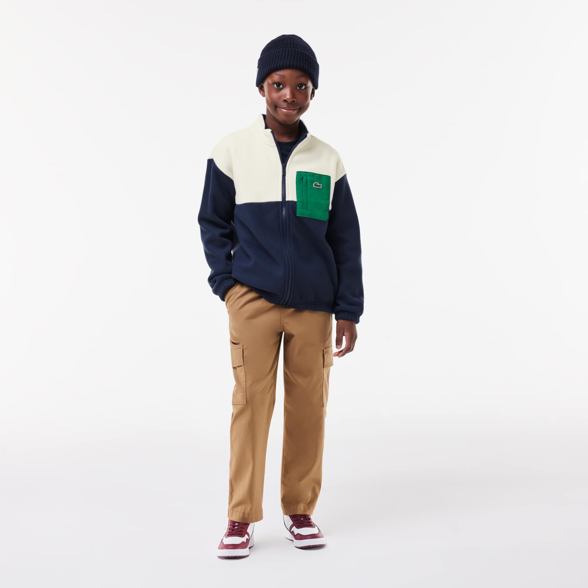 Sweatshirt zippé contrasté avec col montant Pullovers & Sweatshirts - Bleu - Lacoste - Enfant