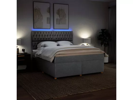 Sommier à lattes de lit avec matelas Gris clair 180x200cm Tissu
