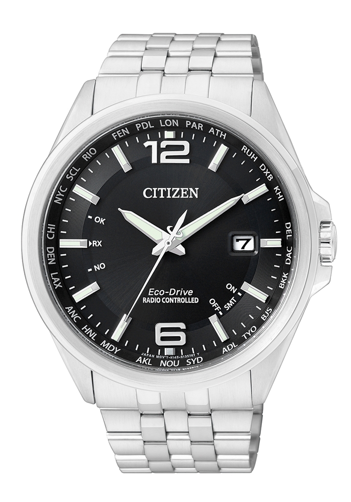 Citizen Herrenuhr Eco Drive Global Funk Schwarz CB0010-88E