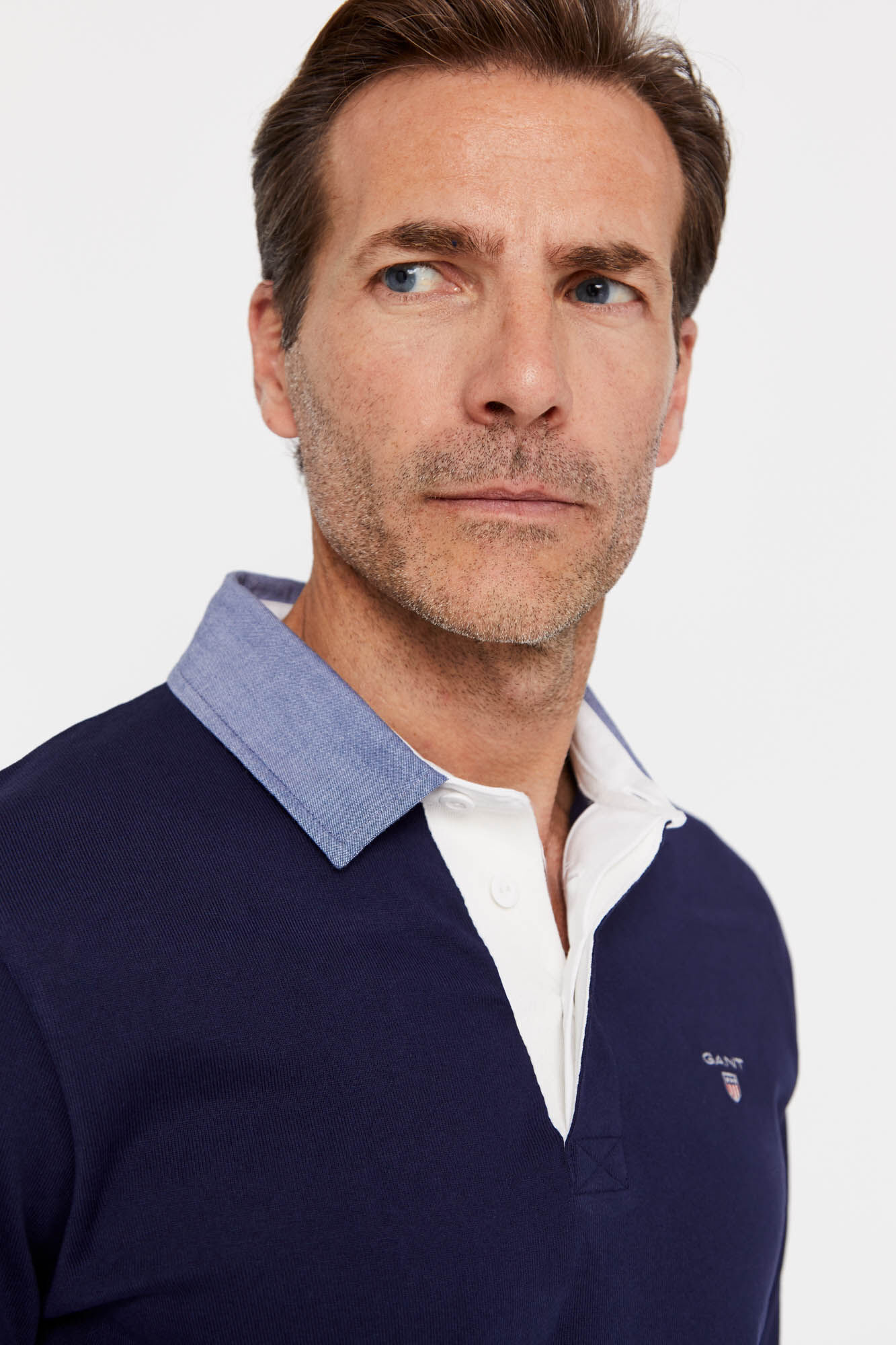 Camisa polo de manga comprida - Azul marinho