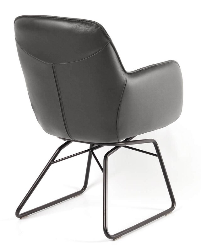 WK WOHNEN Esszimmerstuhl Leder Nightgrey