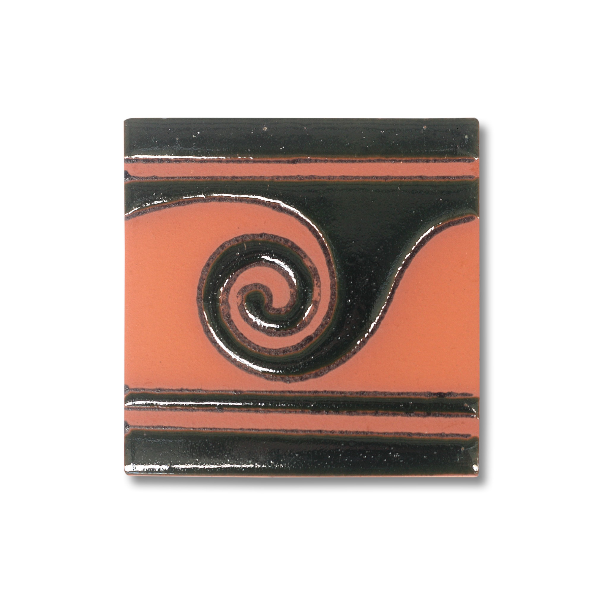 Reliefkachel 'Onda', schwarz, rot, T 10 cm, B 10 cm, H 0,5 cm von fischer's lagerhaus