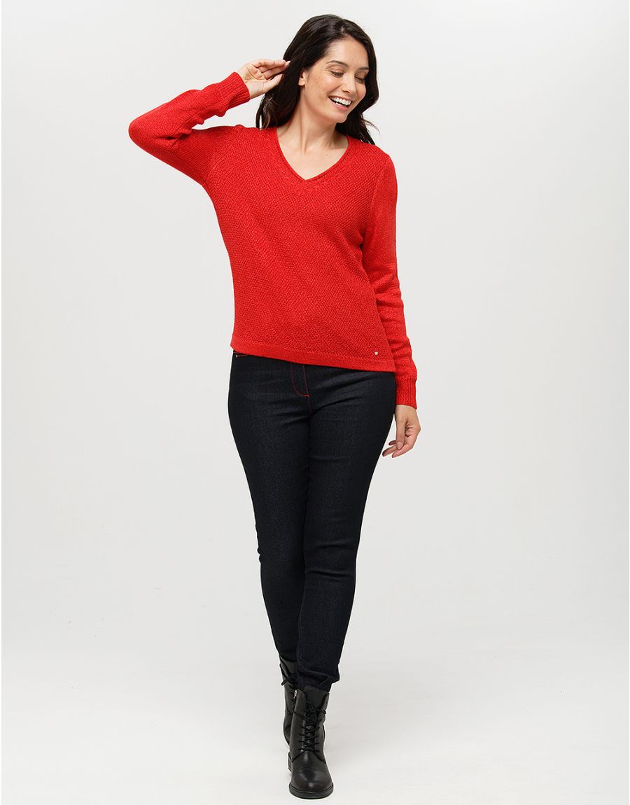 Pull irisé rouge