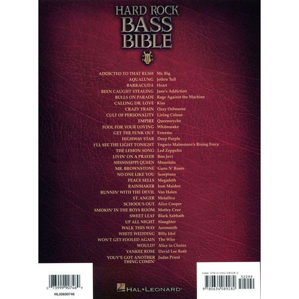 Hal Leonard Hard Rock Bass Bible