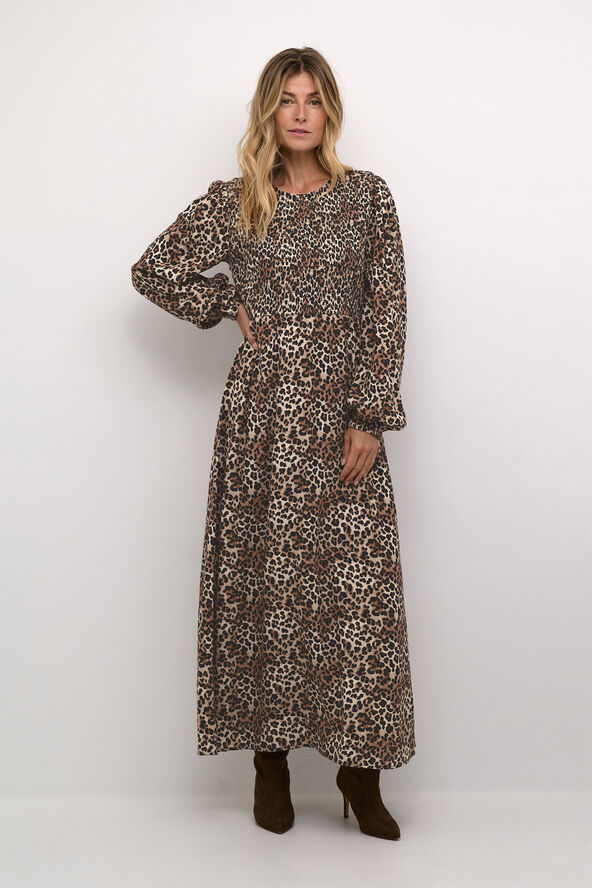 Cream CRTiah Dress Leopard mix