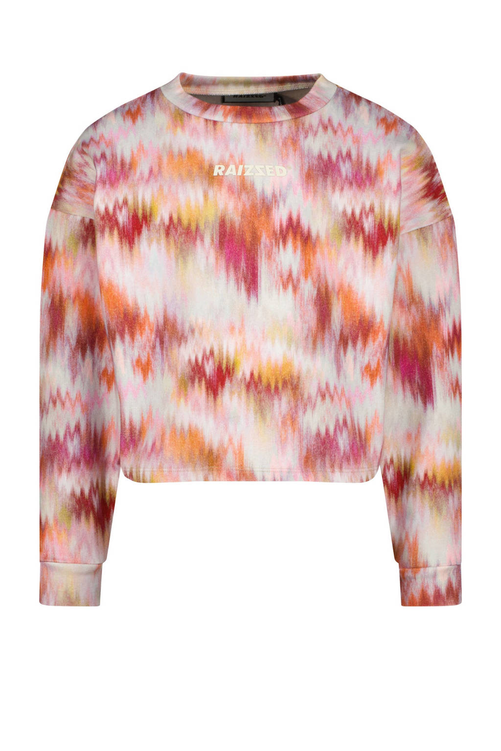 Raizzed sweater Hanna met all over print beige/rood/oranje