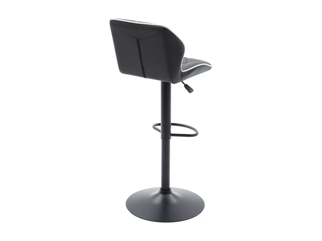 Lot de 2 tabourets de bar en simili et acier - Hauteur réglable - Noir - CALVIN