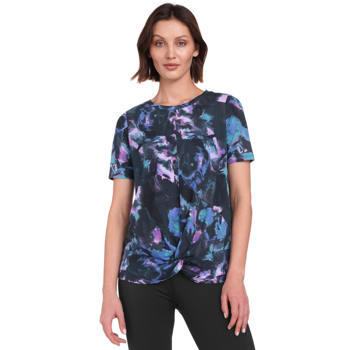 Gina Sports Damen Yoga-T-Shirt mit Knotendetail schwarz / pink / türkis