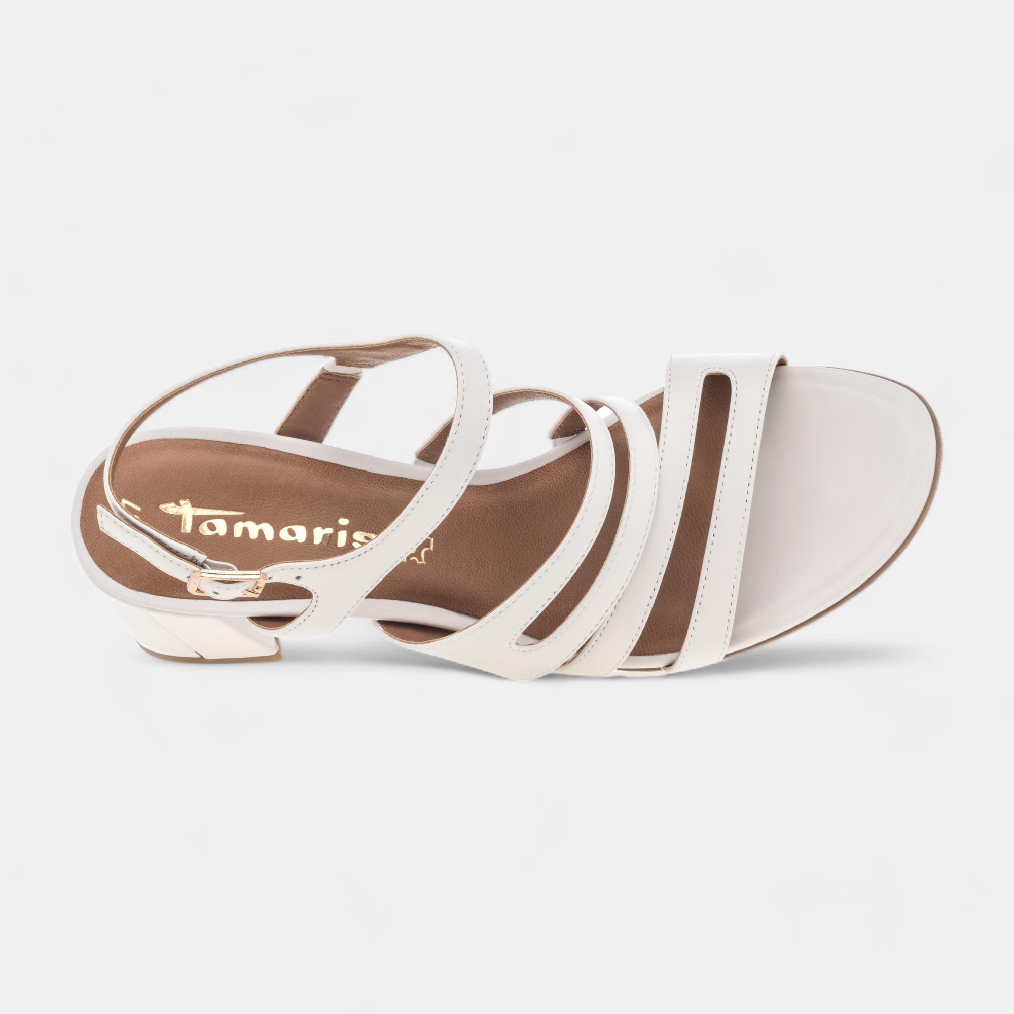 Nu-pieds à talon Femme en cuir blanc