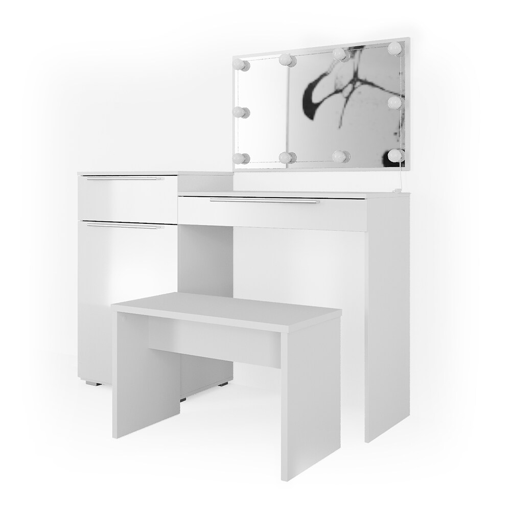 Vicco Schminktisch Little Lilli Frisiertisch Kommode Frisierkommode Spiegel Weiß inklusive Bank und LED-Lichterkette