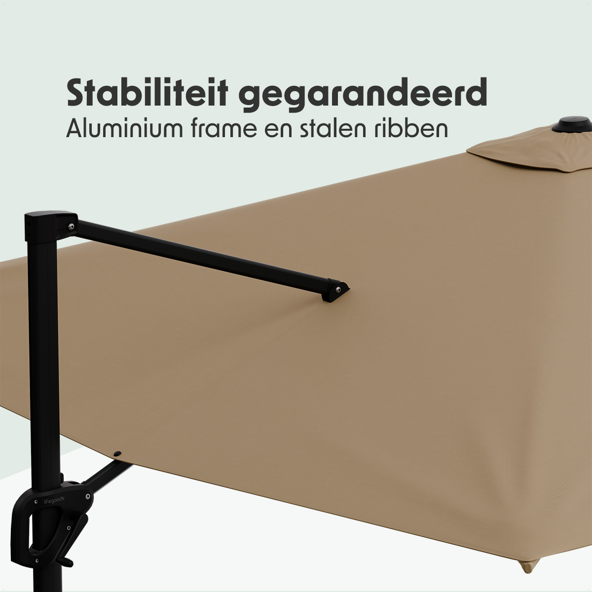 LifeGoods 300x300cm kantelbare parasol met hoes - Taupe