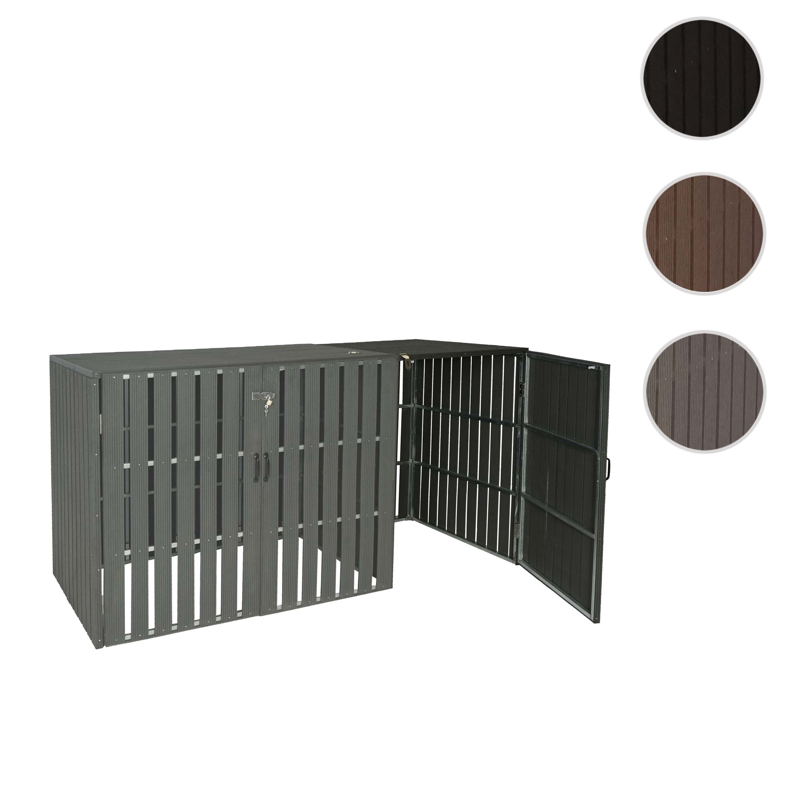 XL 1er-/2er-WPC-Mülltonnenverkleidung Erweiterung MCW-J28, Mülltonnenbox, Metall Holzoptik ~ anthrazit