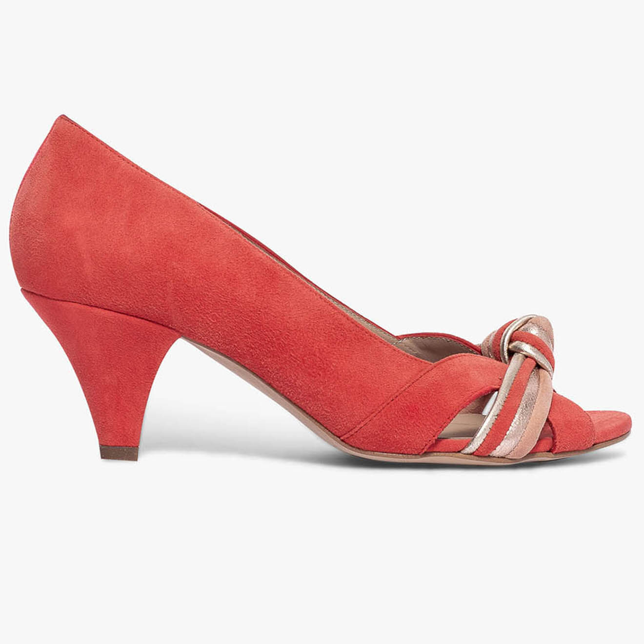 Bocage Escarpins en Velours de Cuir Didier rouge orangé - Talon 6 cm