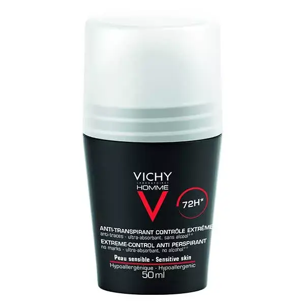 Desodorante antitranspirante roll-on Vichy Men's 72h Extreme Control, pacote com 2 unidades de 50ml