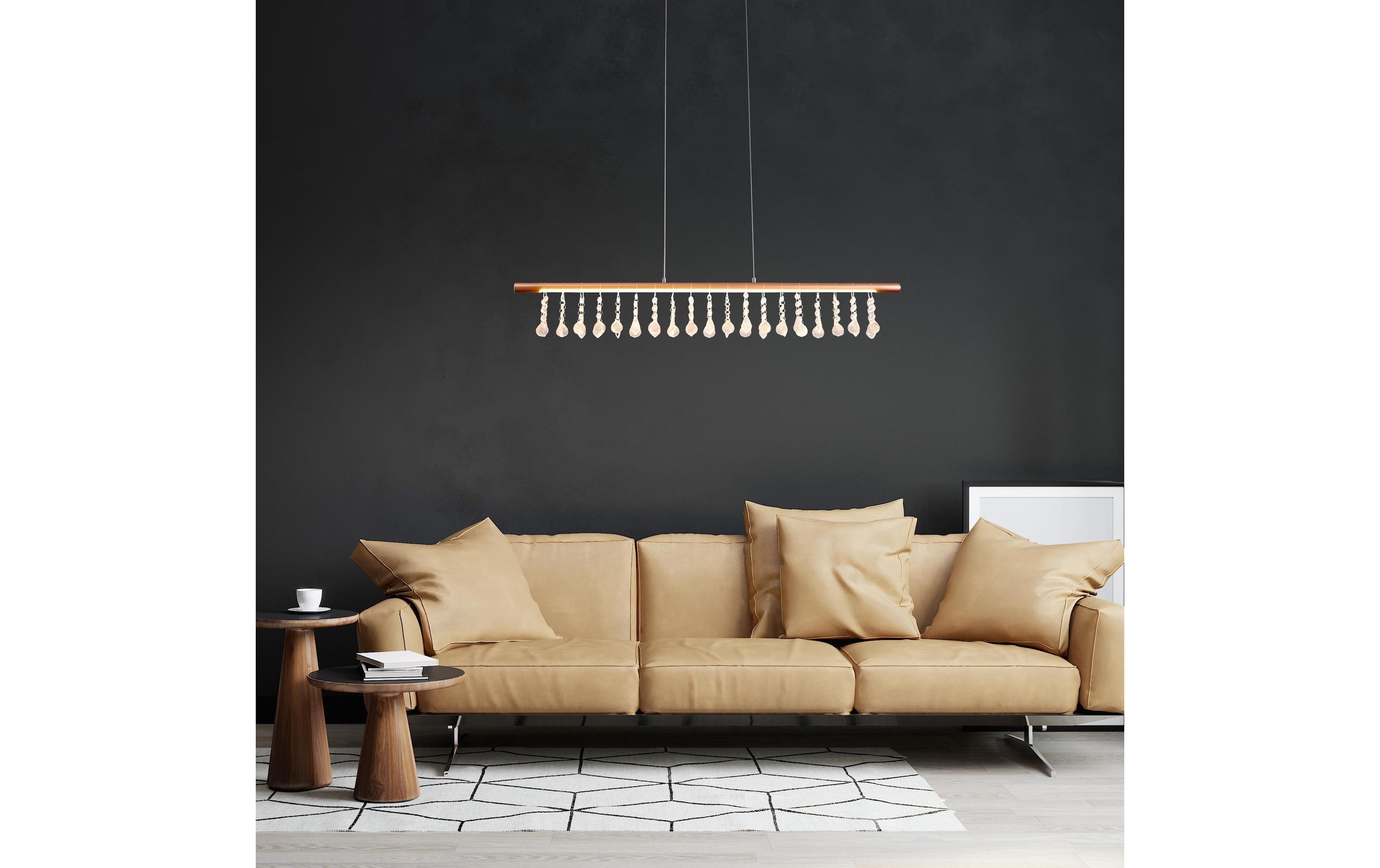 Pendelleuchte LED «Nobilis» - Gold<br>Dimmbare Hängeleuchte aus Eisen, Kristall, Aluminium und Kunststoff