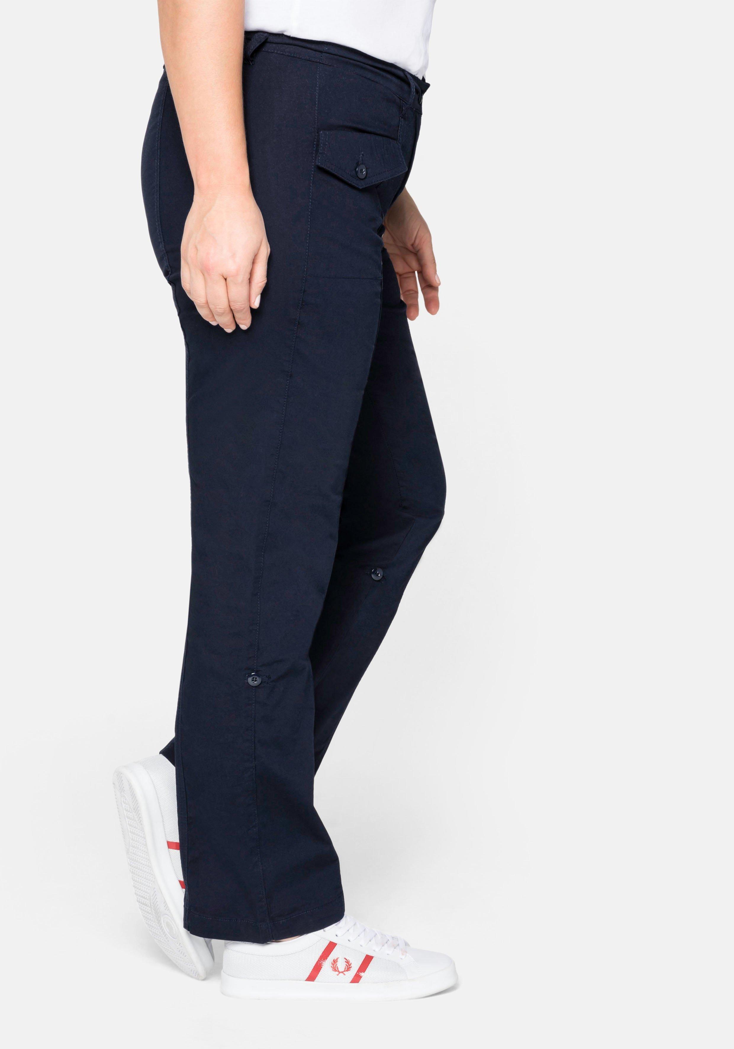 Gerade Hose mit Teilungsnähten und Krempelfunktion