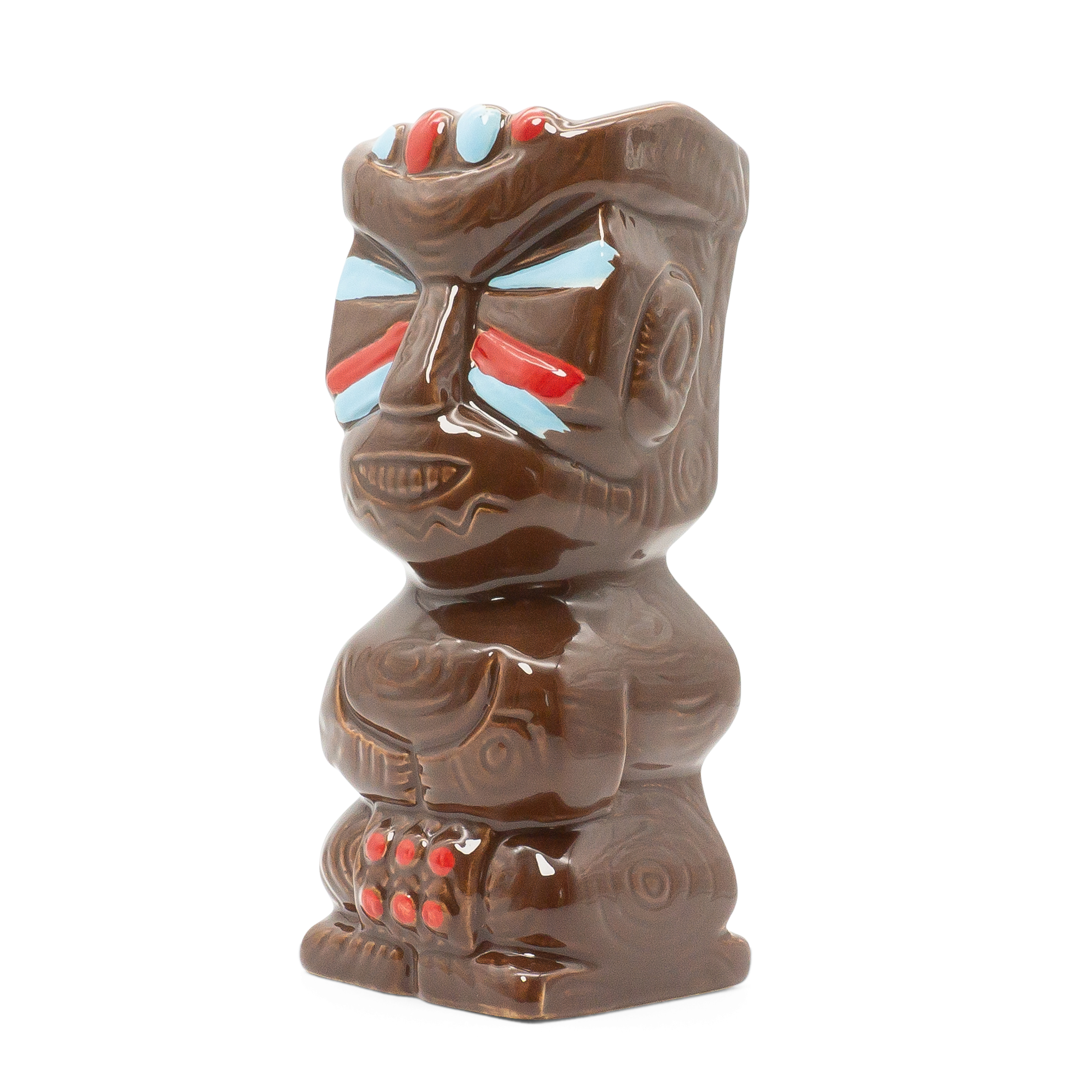 (450ml) 2in1 Keramik Sommer Party Becher Tiki Getränke Cup Deko Vase in Holz Optik - Tribal Sheikhs