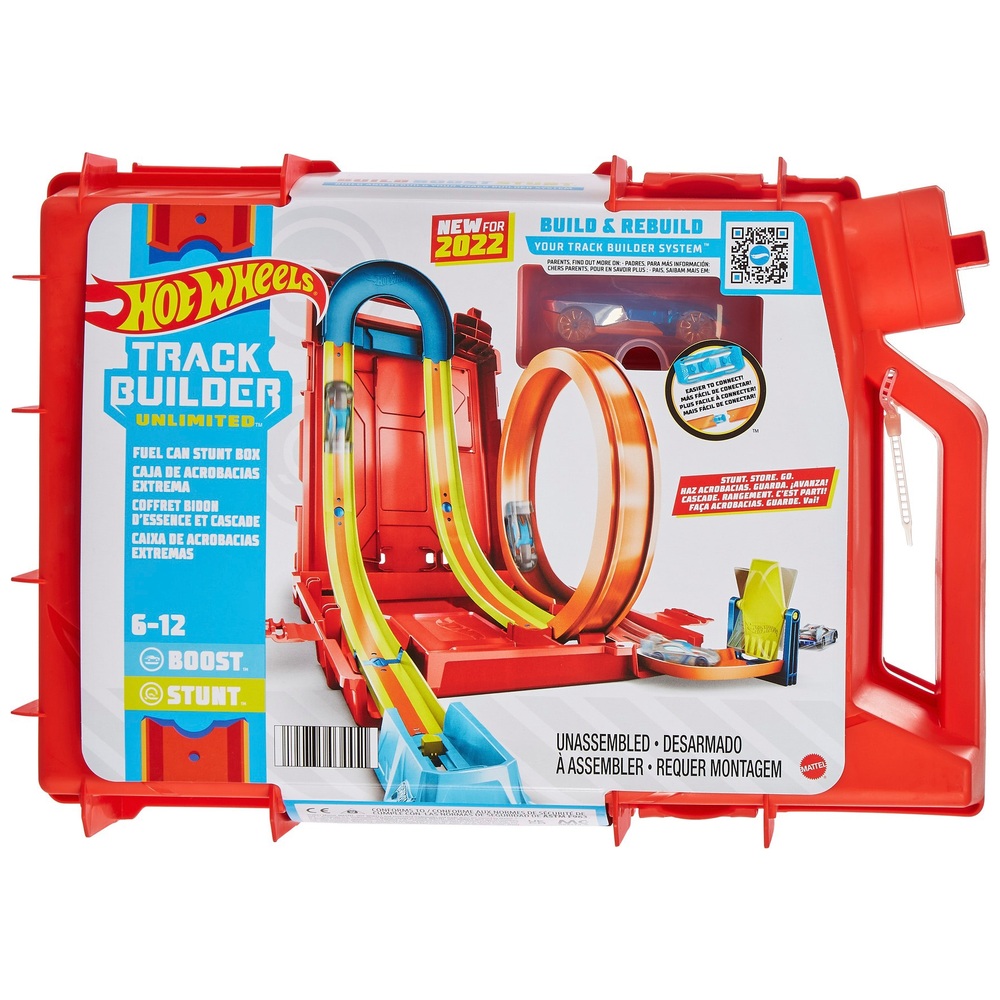 Hot Wheels Track Builder Unlimited Fuel Can Stunt Box und Fahrzeug