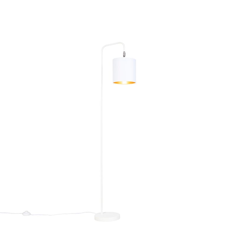 Moderne vloerlamp wit met goud - Lofty