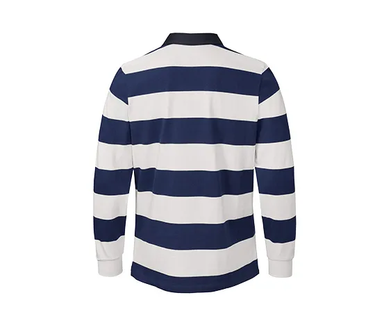 Langarm-Poloshirt, blau-weiß