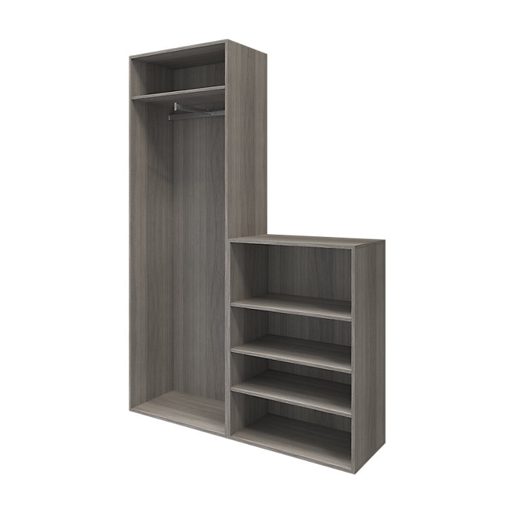 Ensemble de meubles de rangement portes battantes miroir effet chêne grisé GoodHome Atomia H. 225 x L. 150 x P. 47 cm