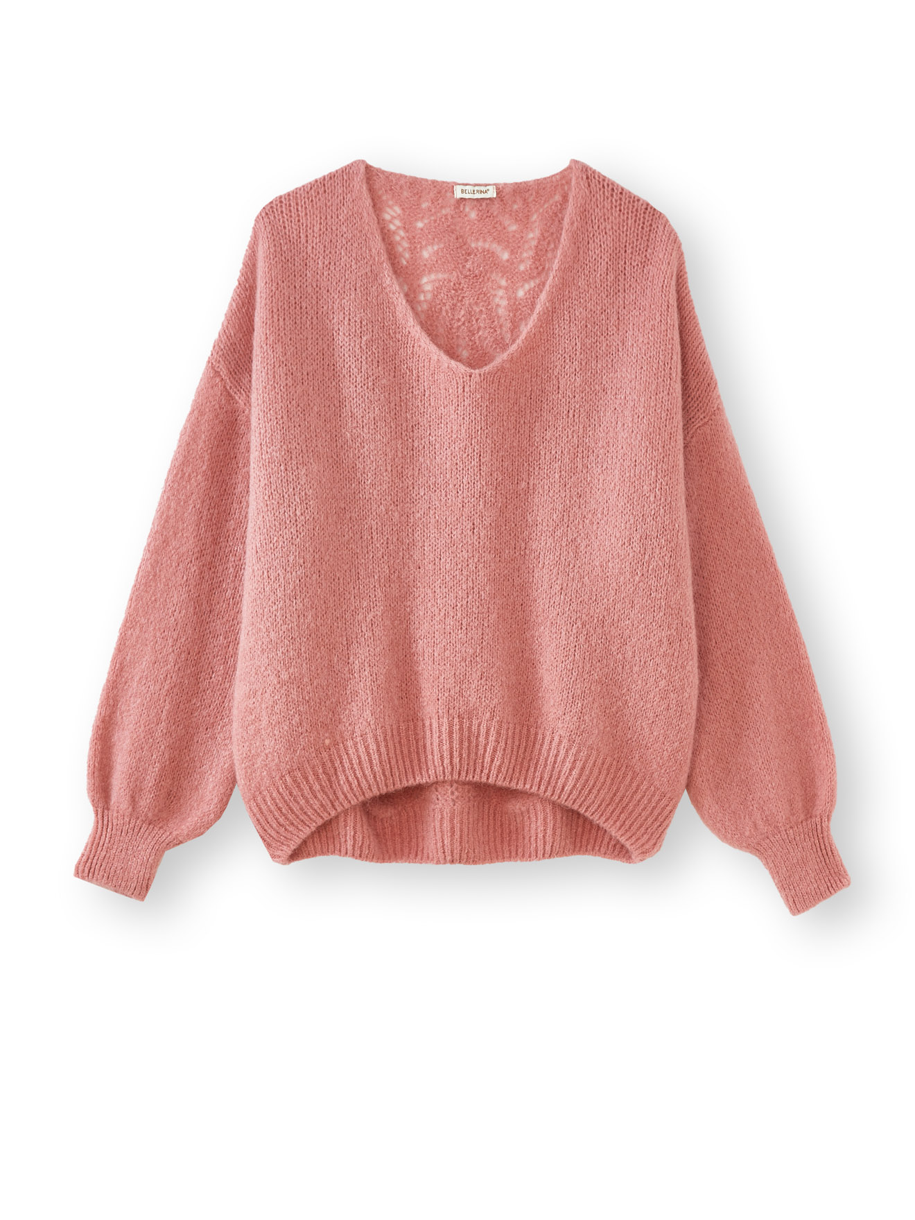 Pull col V avec mohair et laine