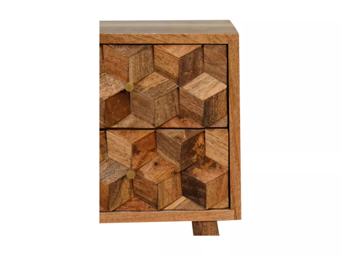 Table de chevet Mini Cube Carved 2 Tiroirs