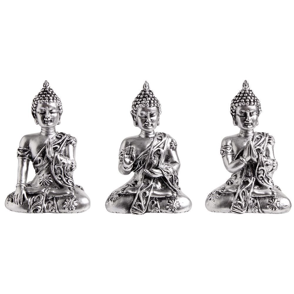 Bouddha mudra finition argentée H12,5cm x3