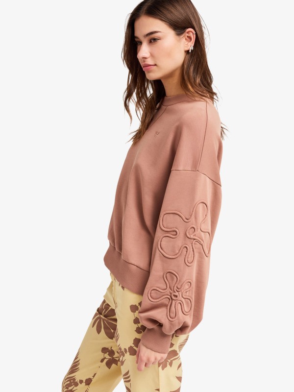 Flower Song Sweat oversize Marron Femme