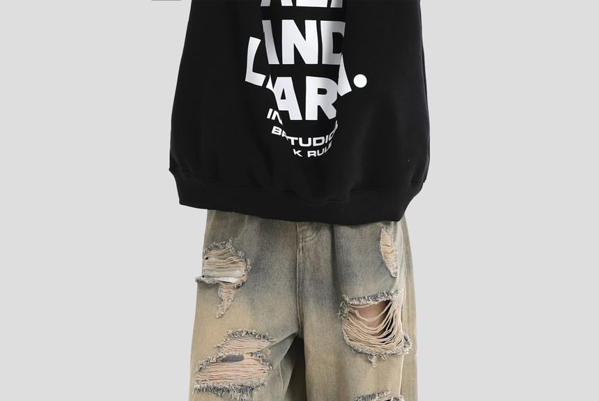 INStudio - Matching Mid Rise Washed Distressed Wide Leg Jeans voor koppels