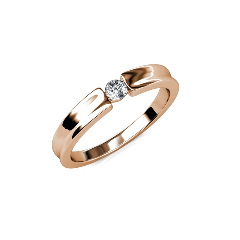 Bague Simplicity - Or Rosé et Cristal