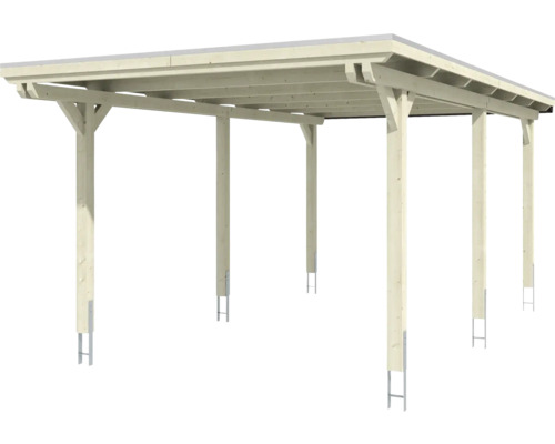 Enkele carport SKAN HOLZ Emsland 354x604 cm met natuurlijk aluminium dak