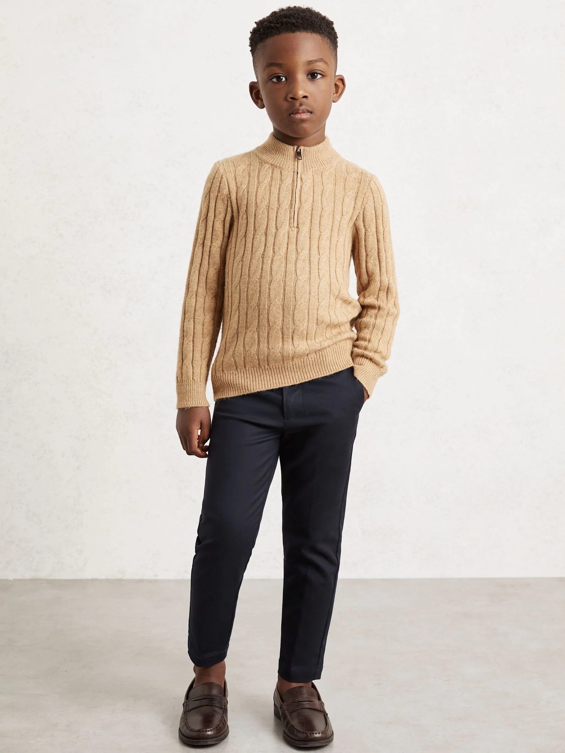 Marineblauw - Reiss Eastbury - Slim-fit chino van katoenmix