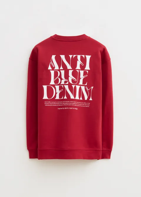Crewneck met print merk rood (ROO)