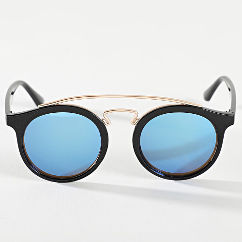Lunettes De Soleil Noir Bleu Miroir