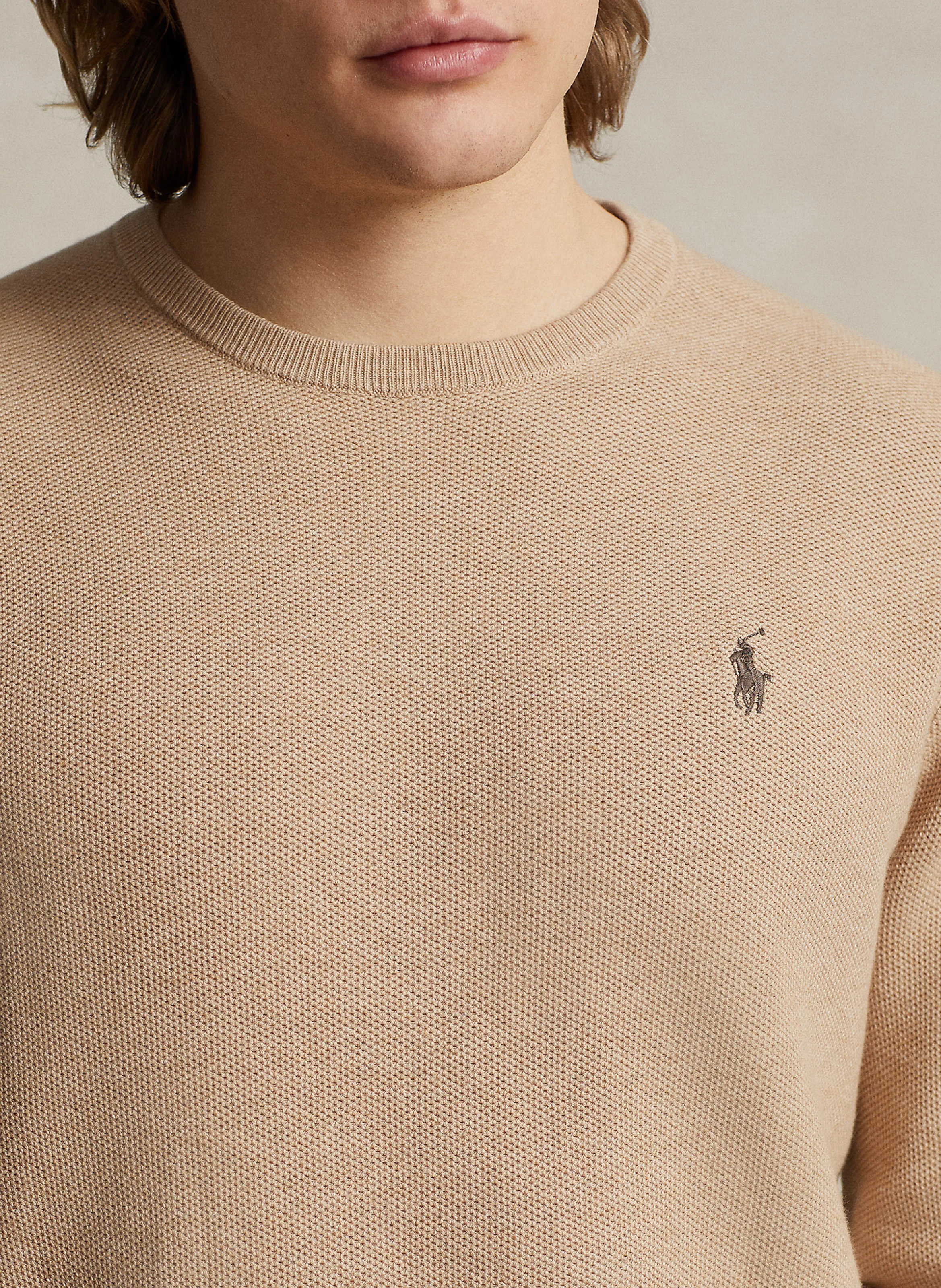 Pull droit col rond en coton | Marron
