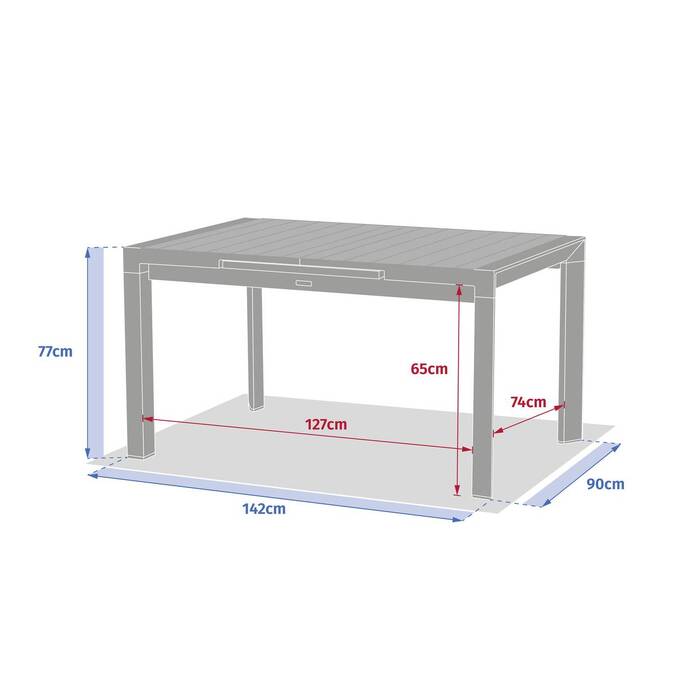 Table de jardin extensible rectangulaire EVASION Lin / Vert laurier