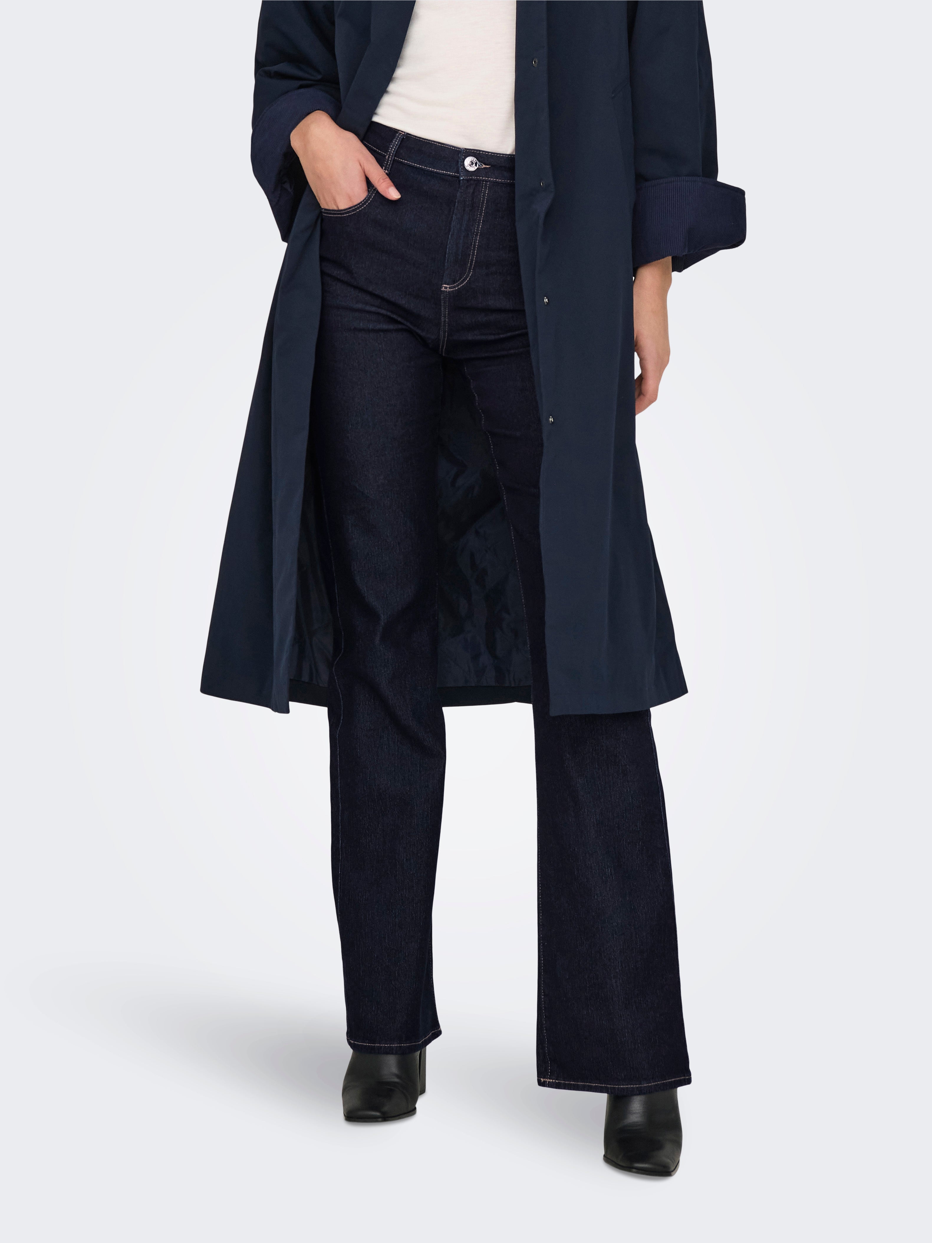ONLSANDRA Hohe Taille Ausgestellt Jeans Dark Blue Denim