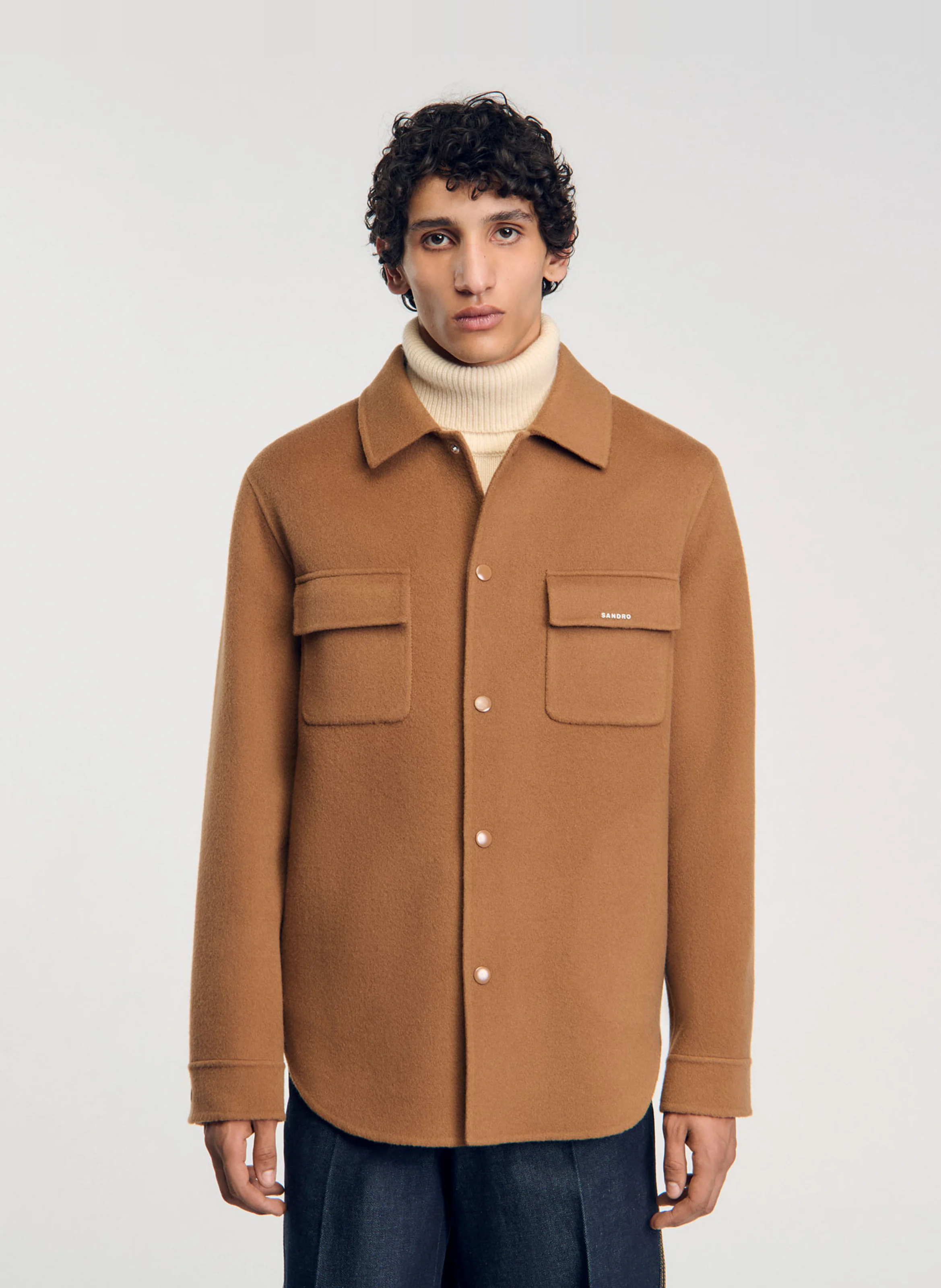 Surchemise col classique en laine | Marron