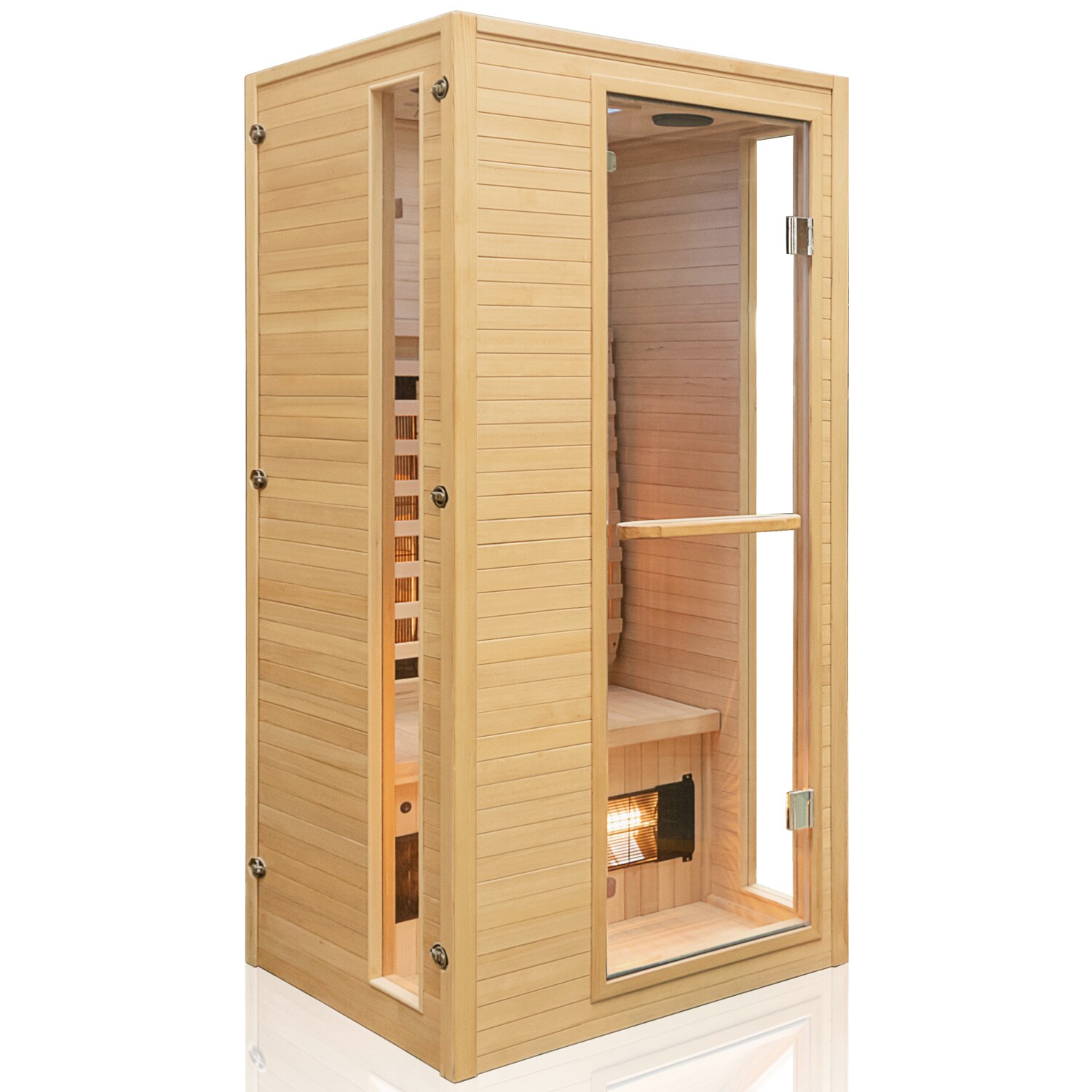 Dewello® Infrarotkabine Infrarotsauna CALGARY 90cm x 90cm inkl. 4 Vollspektrumstrahler, Farblichtherapie, LED