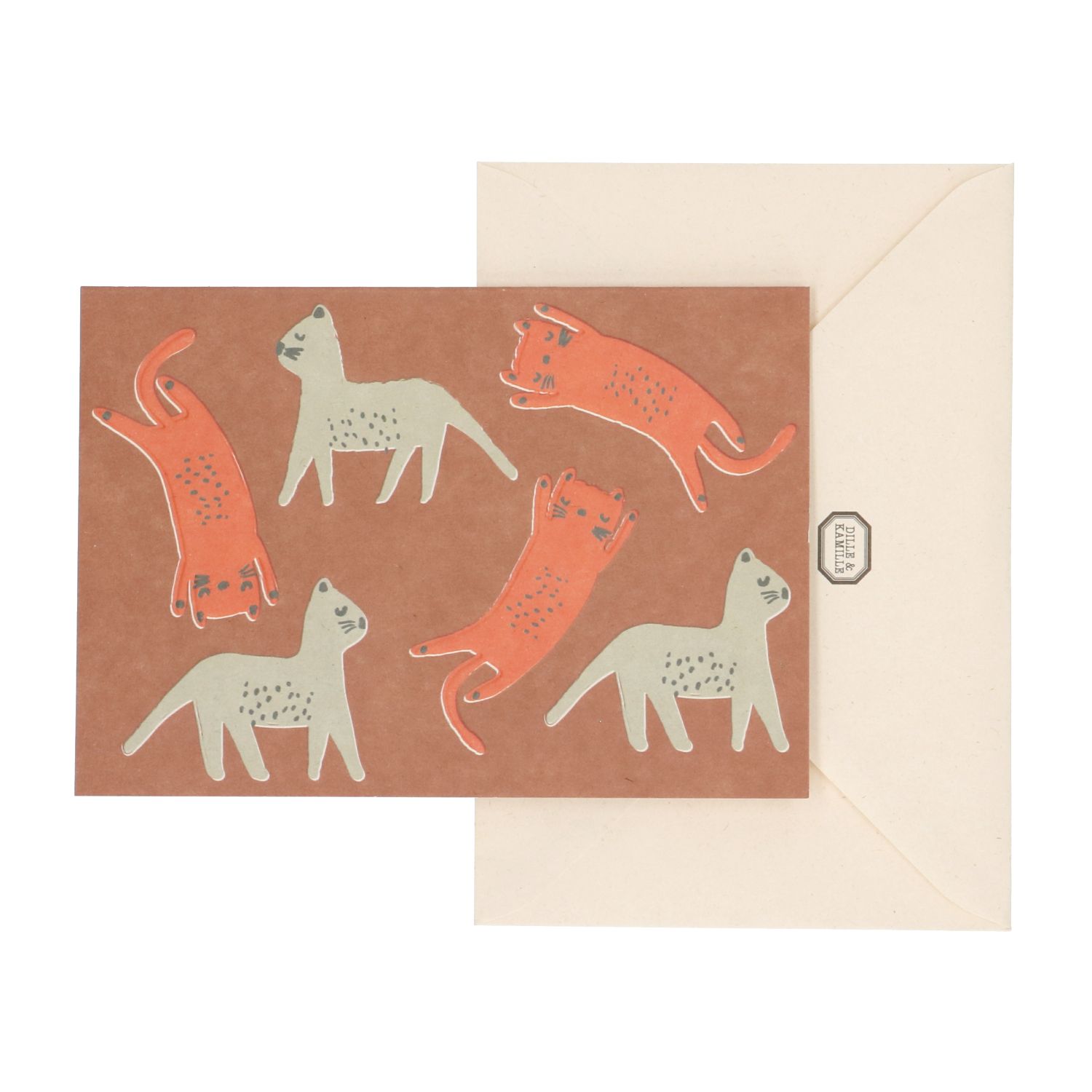 Kaart met envelop, poezen